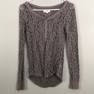 Gray lace long sleeve shirt